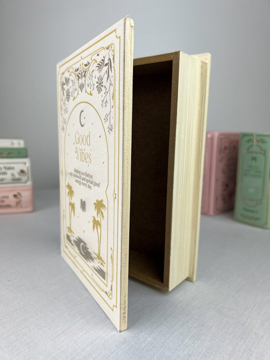 White Book Shaped Storage Box – Good Vibes