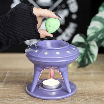 UFO Wax Burner with Lime Alien Wax Melt
