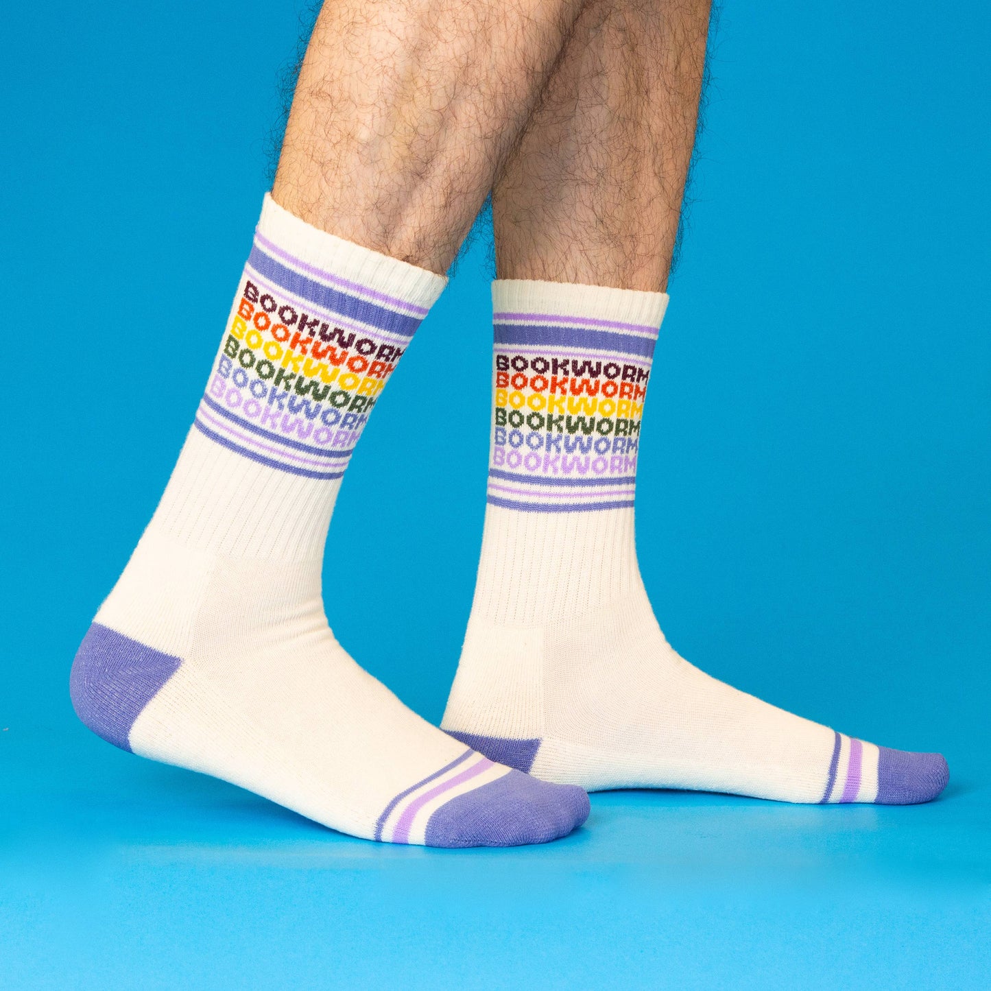 Bookworm - Vintage Rainbow repeat Gym Crew Socks