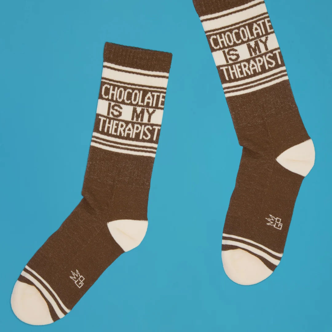 Chocolate Is My Therapist Gym Crew Socks