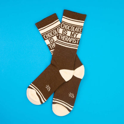 Chocolate Is My Therapist Gym Crew Socks
