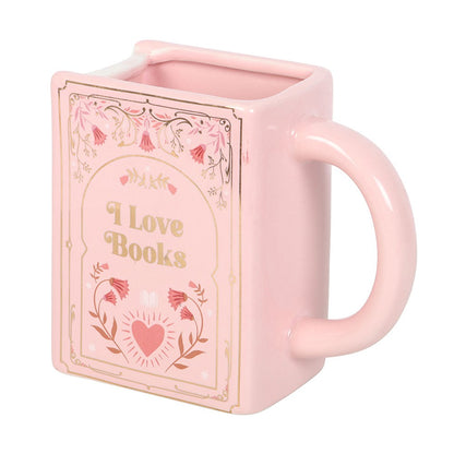 I Love Books Pink Book Shaped Mug