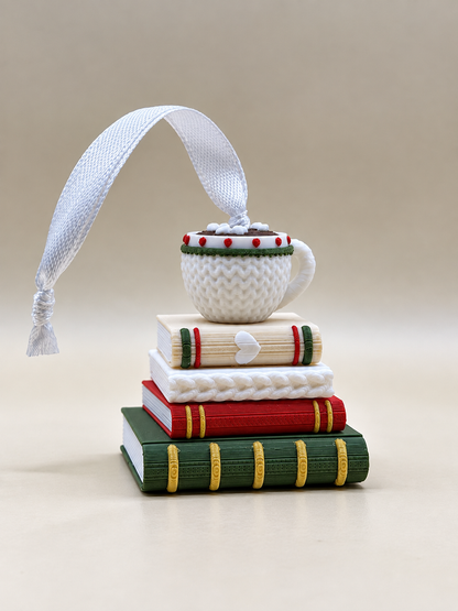 Book Lover’s Christmas Ornament – Cozy Cup & Books