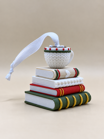 Book Lover’s Christmas Ornament – Cozy Cup & Books