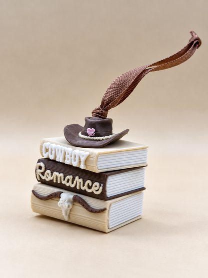 Cowboy Romance Book Stack Ornament