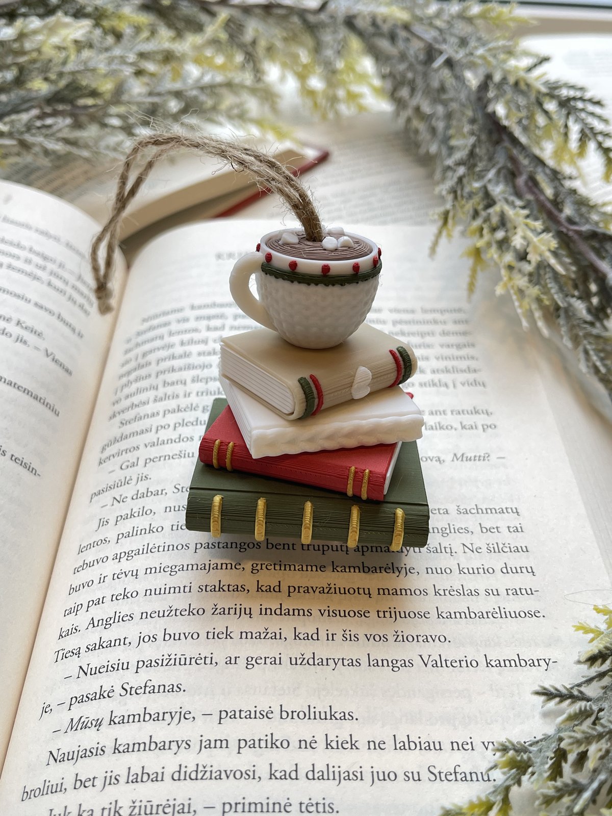 Book Lover’s Christmas Ornament – Cozy Cup & Books