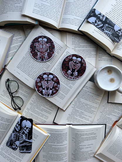 Coaster set of 3 "Skeleton Romance"