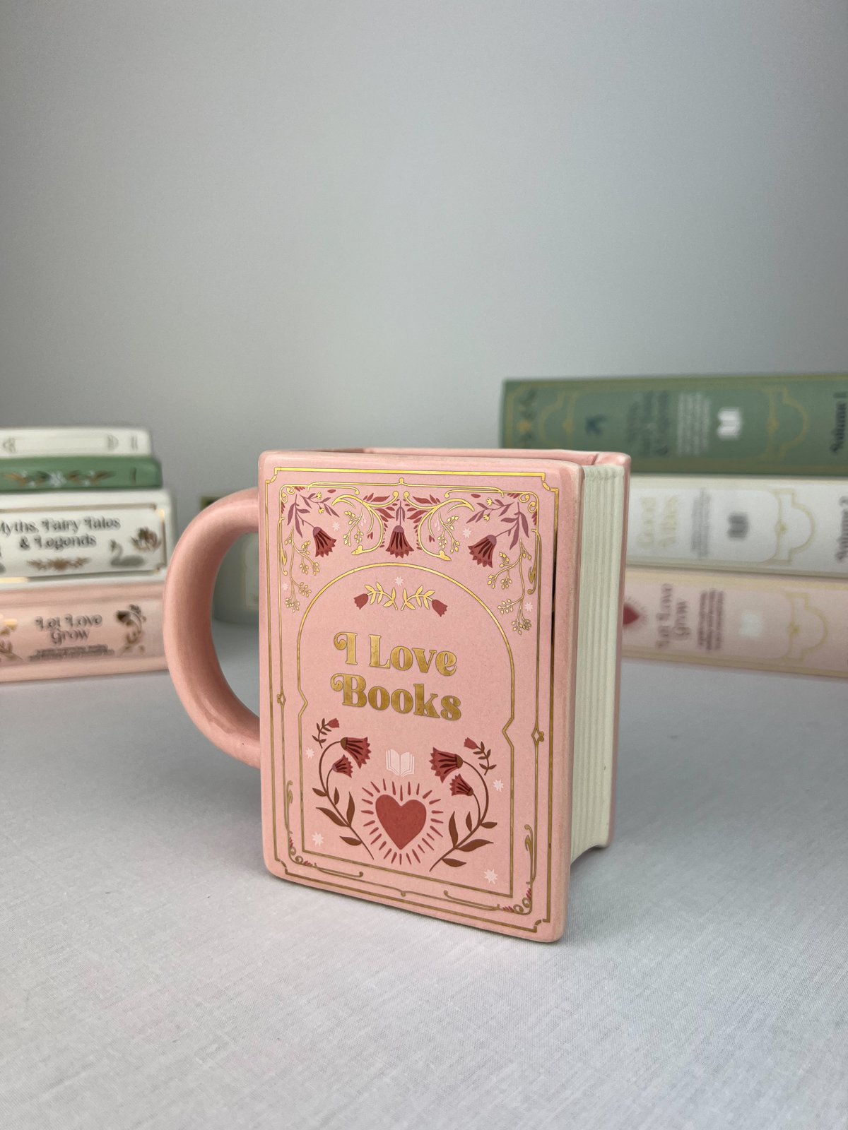 I Love Books Pink Book Shaped Mug