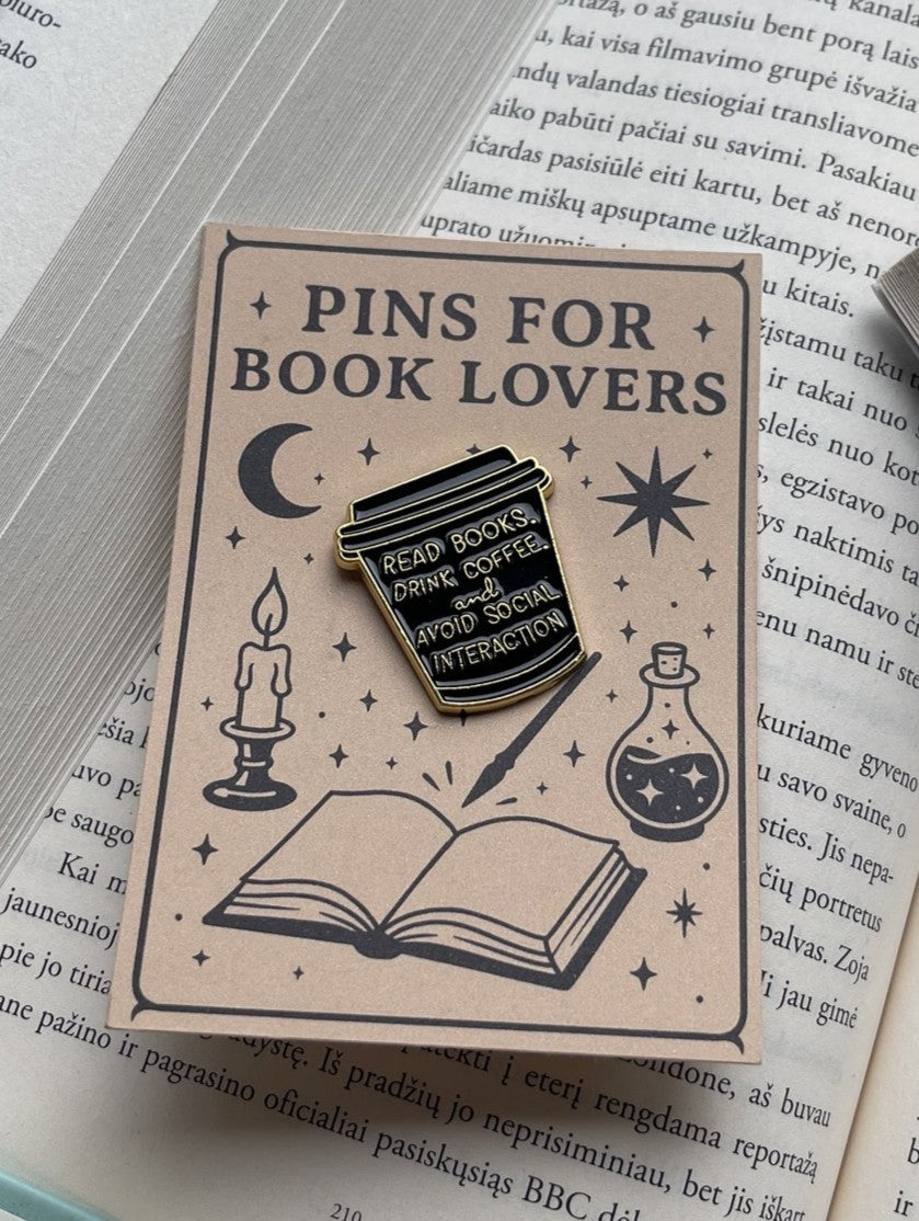 Pins "Read books drink coffee"