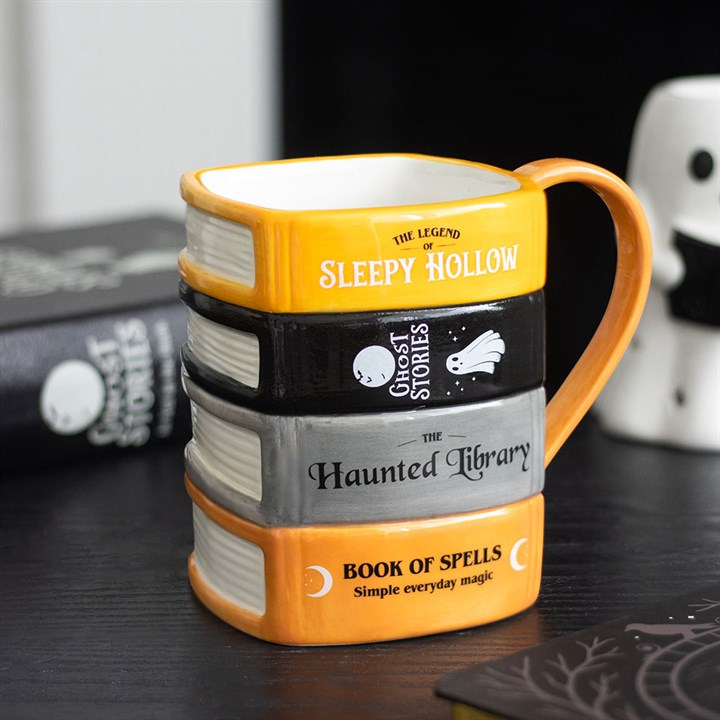 Haunted Library Book Stack Mug
