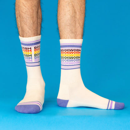 Bookworm - Vintage Rainbow repeat Gym Crew Socks